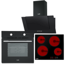 Baridi DH186  Integrated Ceramic Hob with 4 Cooking Zones, Integrated Fan-Assisted Electric Oven & Angled Chimney Cooker Hood with Carbon Filters & LED Lamp