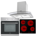 Baridi DH187  Integrated Ceramic Hob with 4 Cooking Zones, Integrated Fan-Assisted Electric Oven & Curved Glass Cooker Hood with Carbon Filters & LED Lights