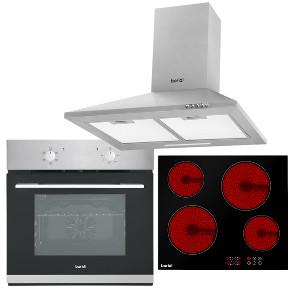 Sealey DH188 Baridi Integrated Ceramic Hob with 4 Cooking Zones, Integrated Fan-Assisted Electric Oven & Cooker Hood with Carbon Filters