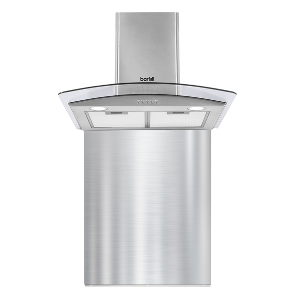 Sealey DH208 Baridi Curved Glass Cooker Hood with Carbon Filters, LED Lights & Splashback 60cm - Stainless Steel