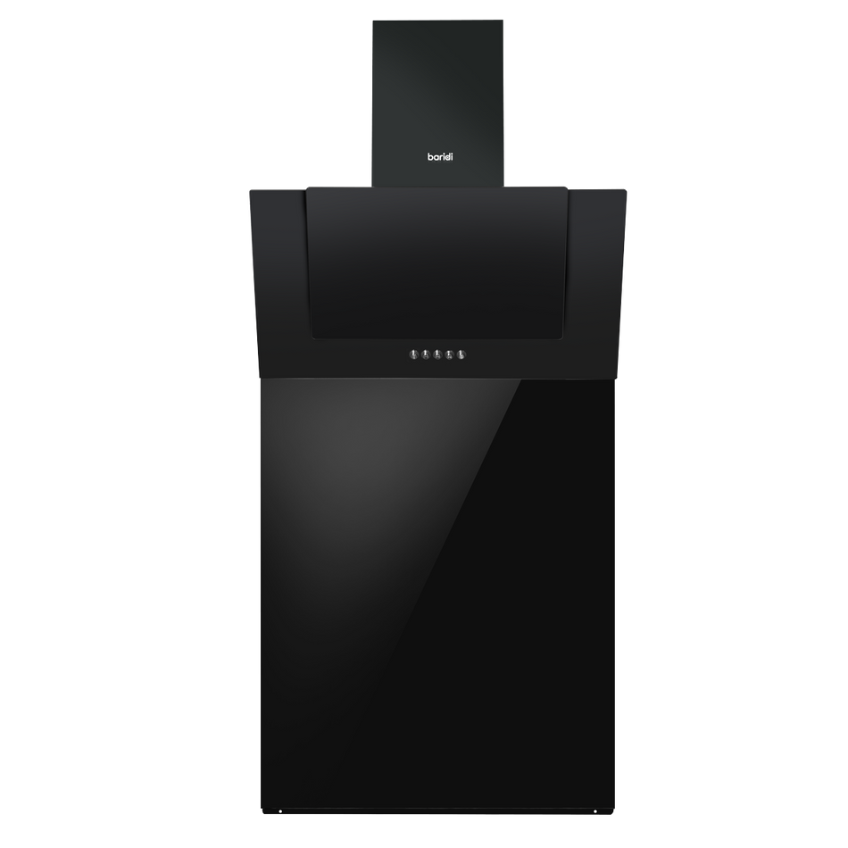 Baridi DH210  Angled Chimney Cooker Hood with Carbon Filters, LED Lamp & Splashback - Black Glass