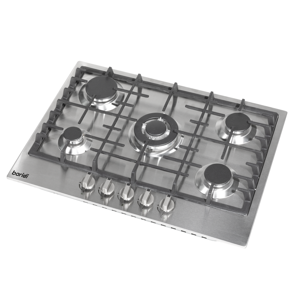 Baridi DH227  Gas Hob with 5 Cooking Zones 70cm - Stainless Steel