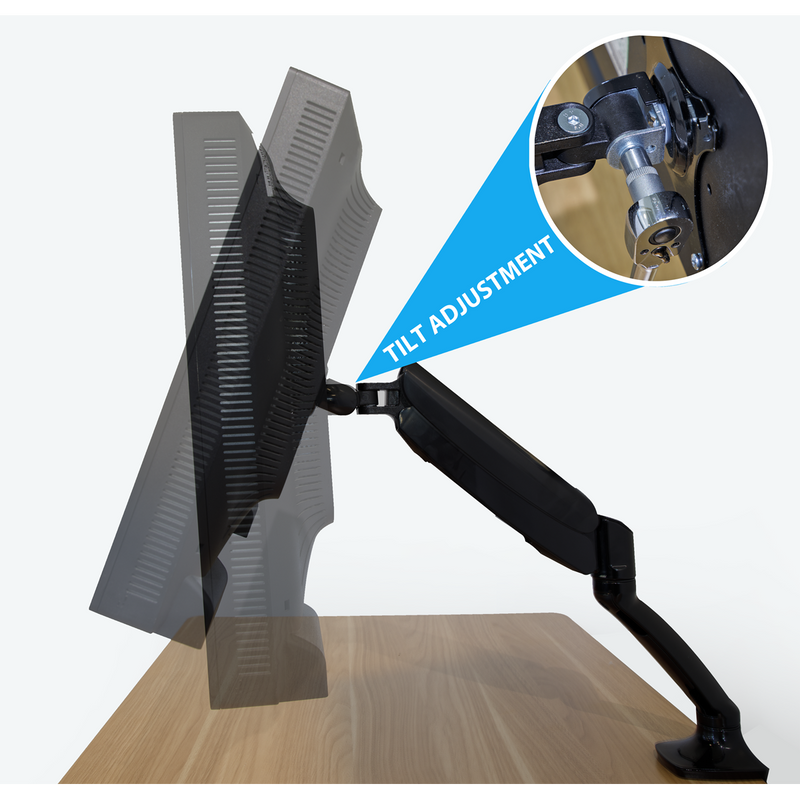 Dellonda DH24  Adjustable Single Monitor Arm with 360 degree Rotation - Black