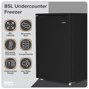 Baridi DH251  55cm Undercounter Freezer with Adjustable Thermostat, 85L - Black