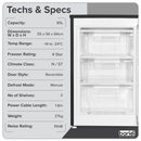 Baridi DH251  55cm Undercounter Freezer with Adjustable Thermostat, 85L - Black