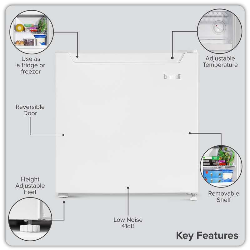 Baridi DH254  Mini Tabletop Fridge/Freezer, 31L Capacity - White