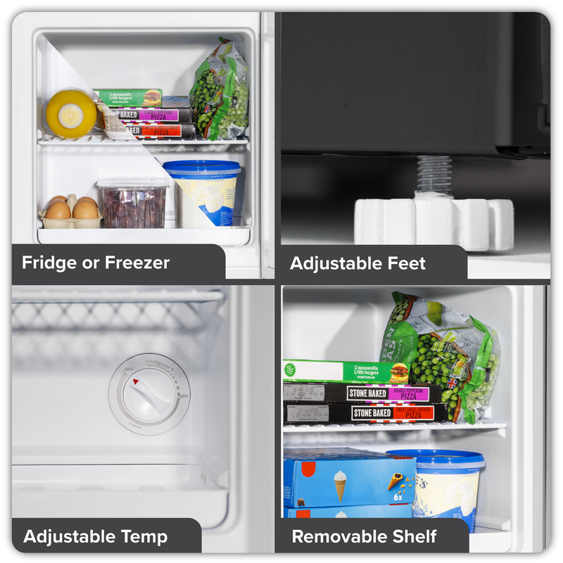 Baridi DH255  Mini Tabletop Fridge/Freezer, 31L Capacity - Black