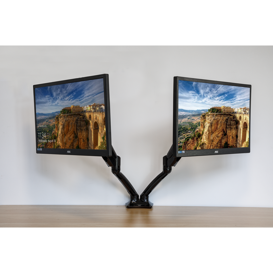 Dellonda DH25  Adjustable Double Monitor Arm with 360 degree Rotation - Black