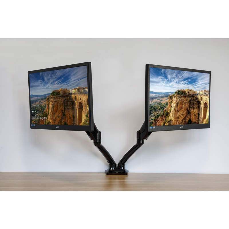 Dellonda DH25  Adjustable Double Monitor Arm with 360 degree Rotation - Black