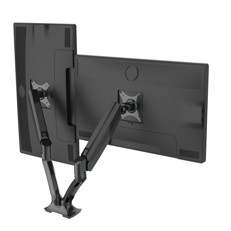 Dellonda DH25  Adjustable Double Monitor Arm with 360 degree Rotation - Black