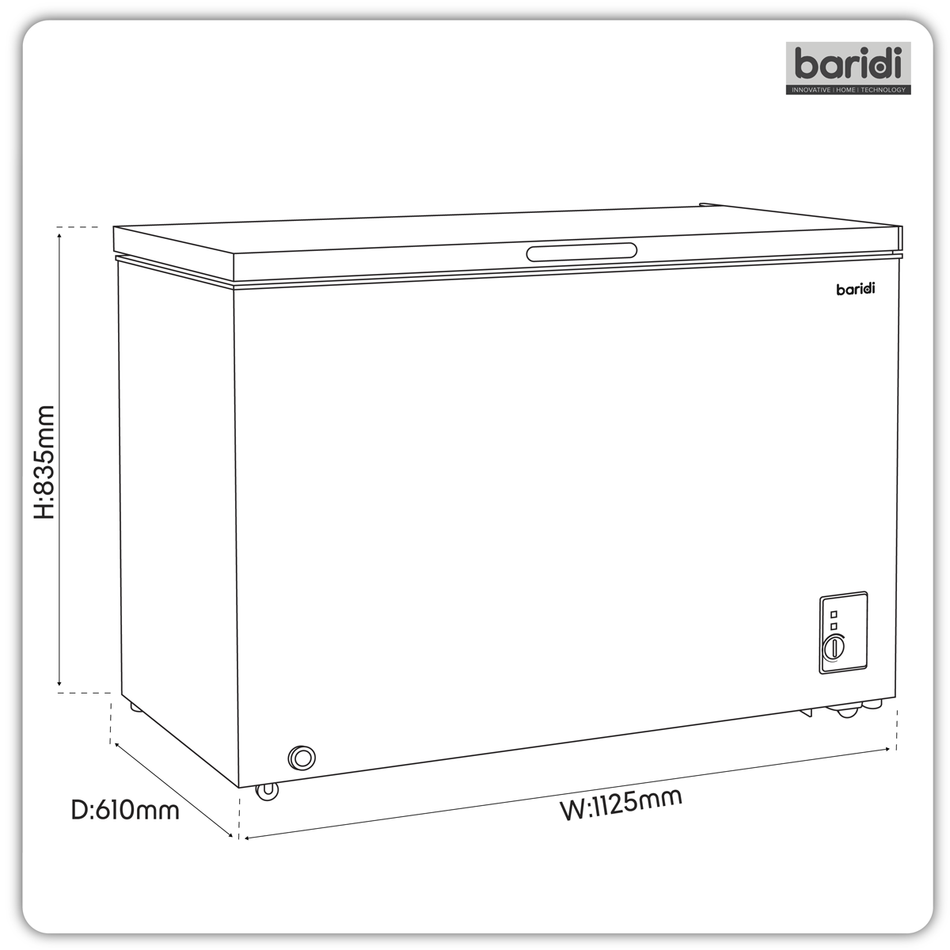 Baridi DH261 Freestanding Chest Freezer 299L Capacity - Black