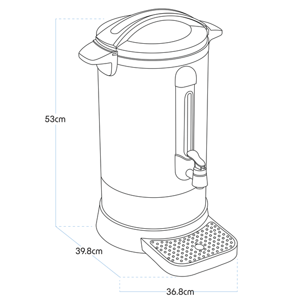 Baridi DH270  Hot Water Boiler, Tea Urn, 20L Capacity, Stainless Steel
