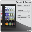 Baridi DH272  Hinged Double Door, Back Bar Drinks Fridge/Cooler, 190L Capacity