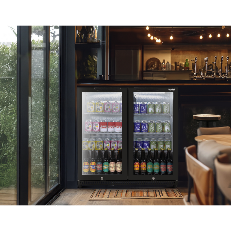 Baridi DH272  Hinged Double Door, Back Bar Drinks Fridge/Cooler, 190L Capacity
