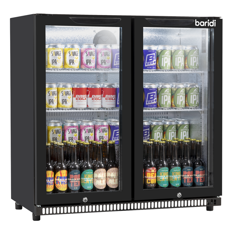 Baridi DH272  Hinged Double Door, Back Bar Drinks Fridge/Cooler, 190L Capacity