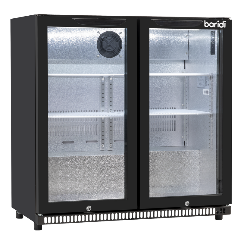 Baridi DH272  Hinged Double Door, Back Bar Drinks Fridge/Cooler, 190L Capacity