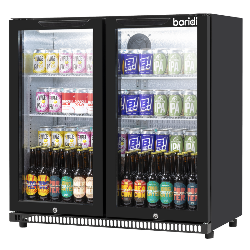 Baridi DH272  Hinged Double Door, Back Bar Drinks Fridge/Cooler, 190L Capacity