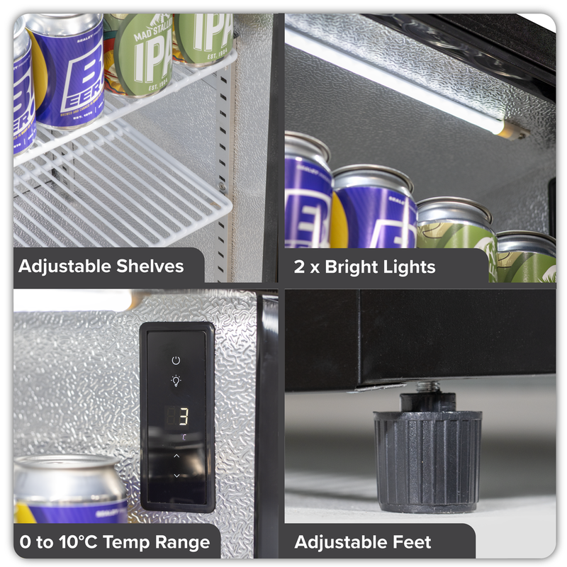 Baridi DH273  Back Bar Drinks Fridge/Cooler with Double Sliding Doors, 190L Capacity
