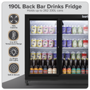 Baridi DH273  Back Bar Drinks Fridge/Cooler with Double Sliding Doors, 190L Capacity