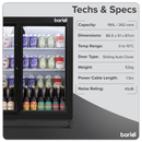 Baridi DH273  Back Bar Drinks Fridge/Cooler with Double Sliding Doors, 190L Capacity