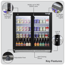 Baridi DH273  Back Bar Drinks Fridge/Cooler with Double Sliding Doors, 190L Capacity