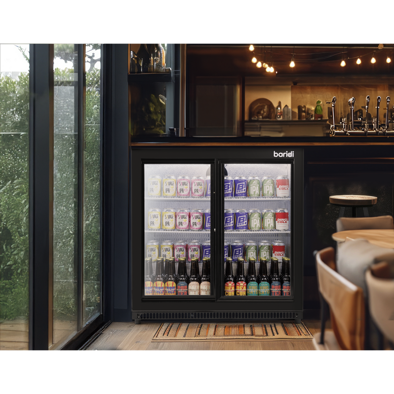 Baridi DH273  Back Bar Drinks Fridge/Cooler with Double Sliding Doors, 190L Capacity