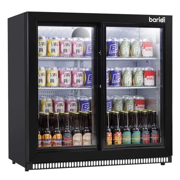 Baridi DH273  Back Bar Drinks Fridge/Cooler with Double Sliding Doors, 190L Capacity