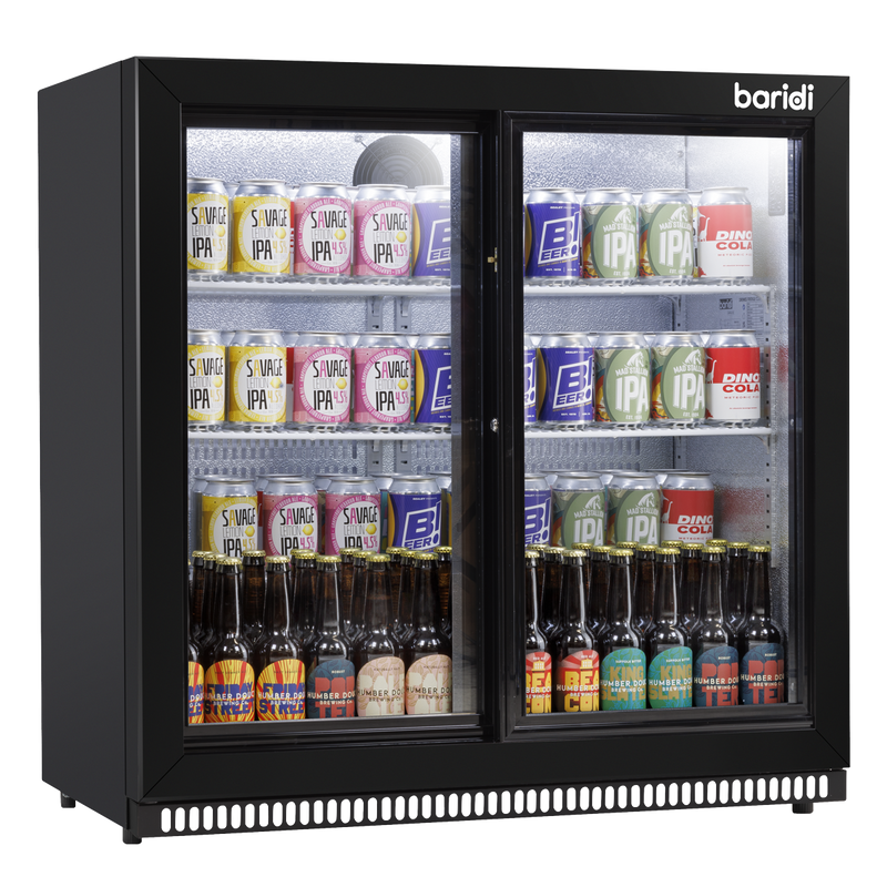 Baridi DH273  Back Bar Drinks Fridge/Cooler with Double Sliding Doors, 190L Capacity