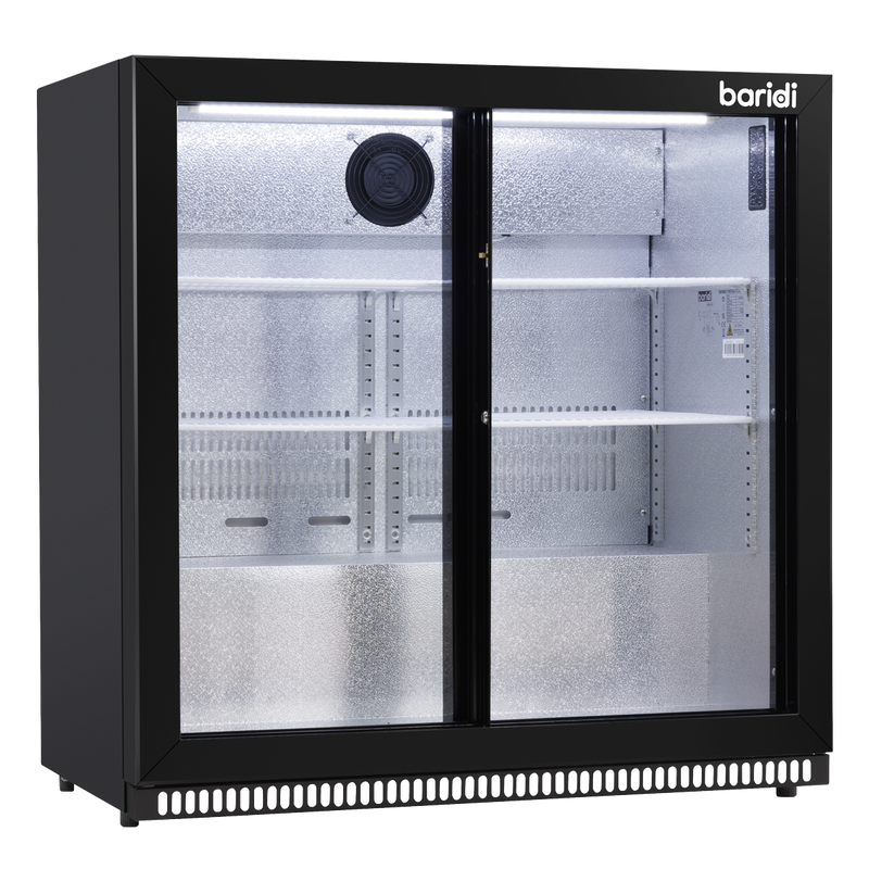 Baridi DH273  Back Bar Drinks Fridge/Cooler with Double Sliding Doors, 190L Capacity