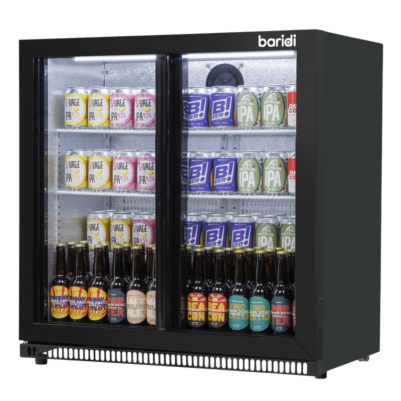 Baridi DH273  Back Bar Drinks Fridge/Cooler with Double Sliding Doors, 190L Capacity