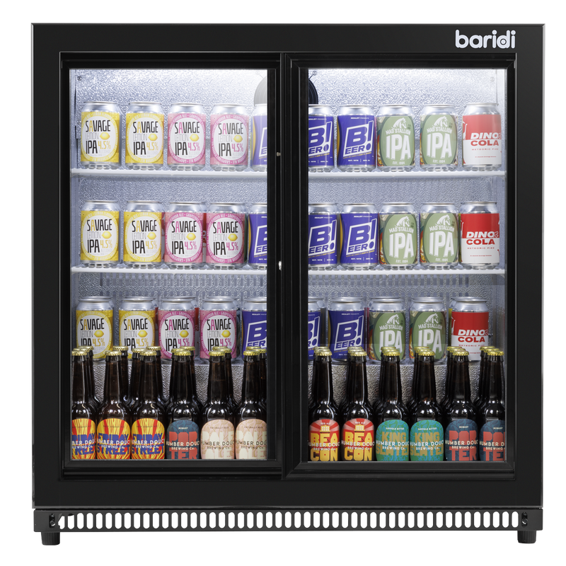 Baridi DH273  Back Bar Drinks Fridge/Cooler with Double Sliding Doors, 190L Capacity