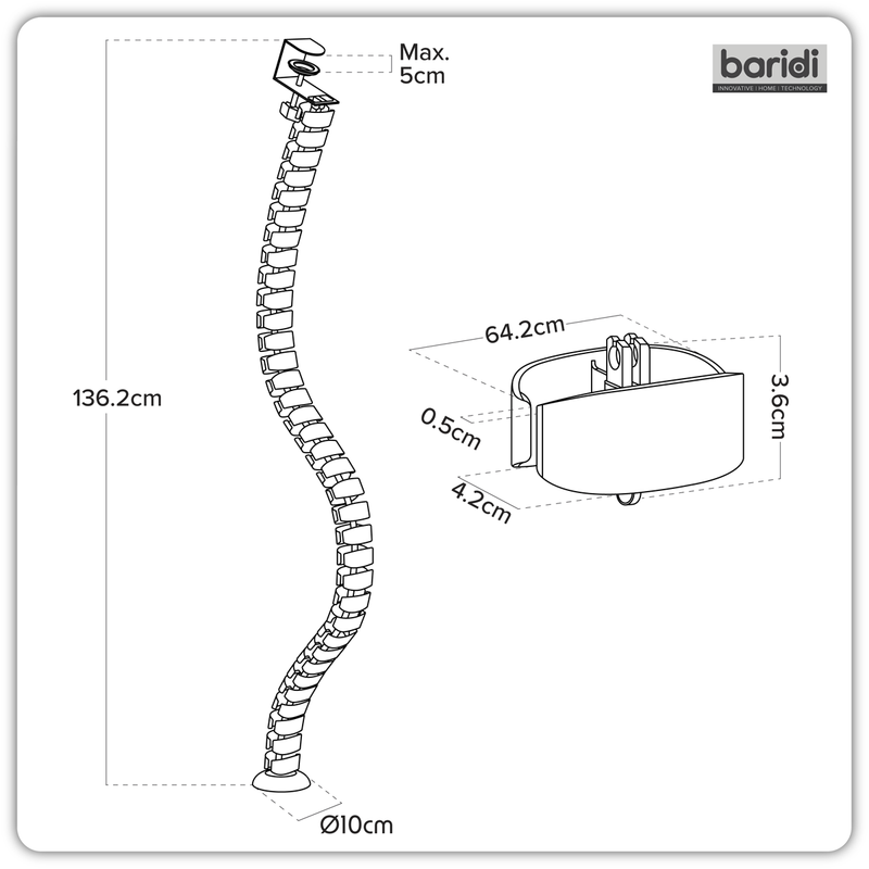SEALEY DH274 Dellonda Flexible Cable Management System, Clamp-On 1.3m