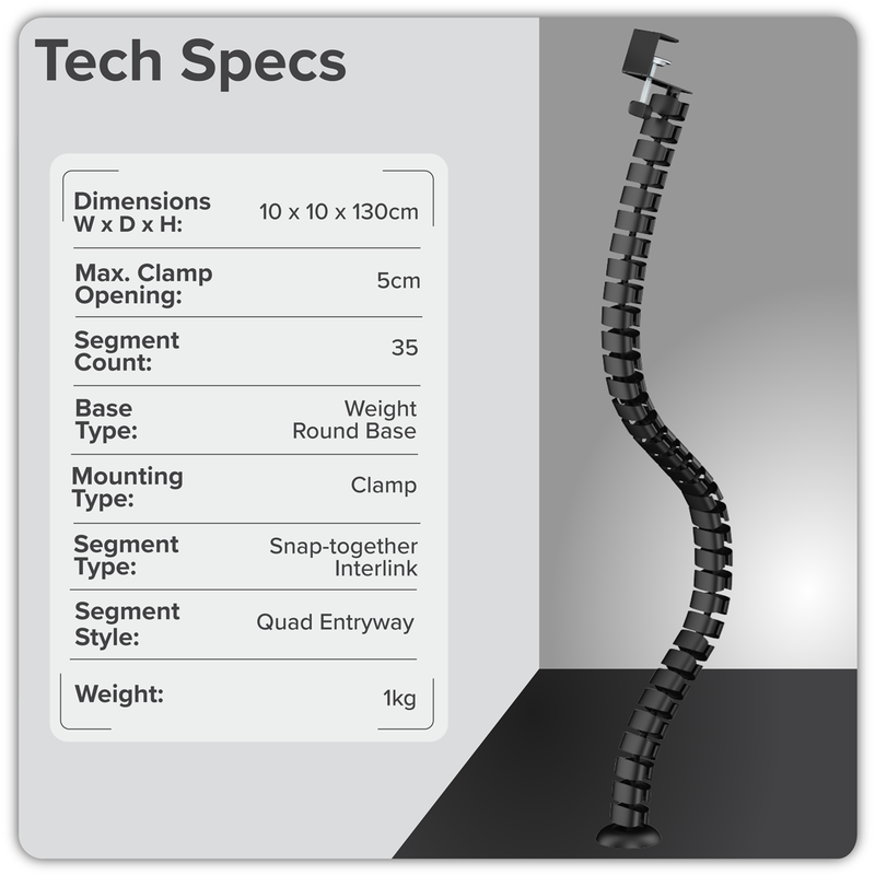 SEALEY DH274 Dellonda Flexible Cable Management System, Clamp-On 1.3m