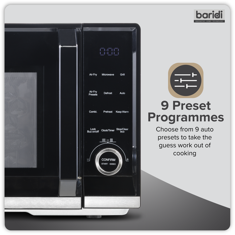 SEALEY DH277 Baridi 7-in-1 Air Fryer Microwave & Grill, 28L Capacity - Black