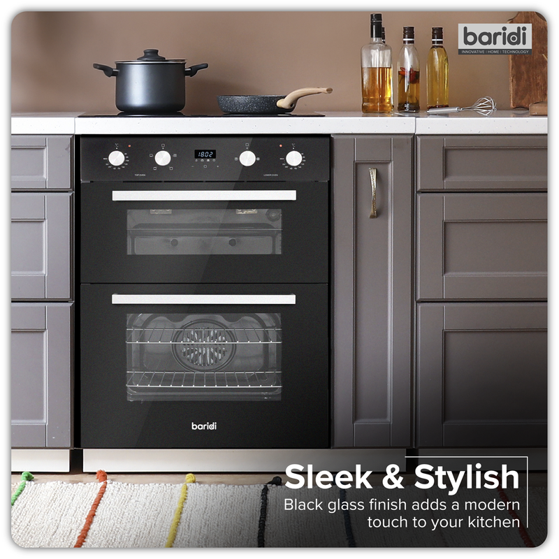 SEALEY DH278 72cm Built-Under Double Oven, 74L Capacity, Energy Rating A - Black