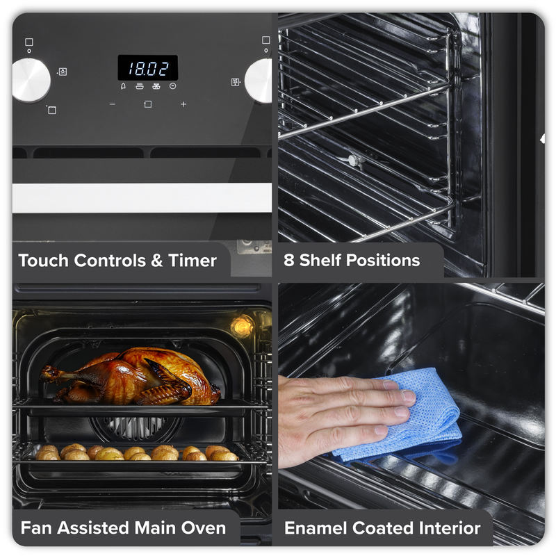 SEALEY DH278 72cm Built-Under Double Oven, 74L Capacity, Energy Rating A - Black