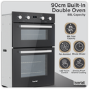 SEALEY DH279 90cm Built-In Double Oven, 88L Capacity, Energy Rating A - Black