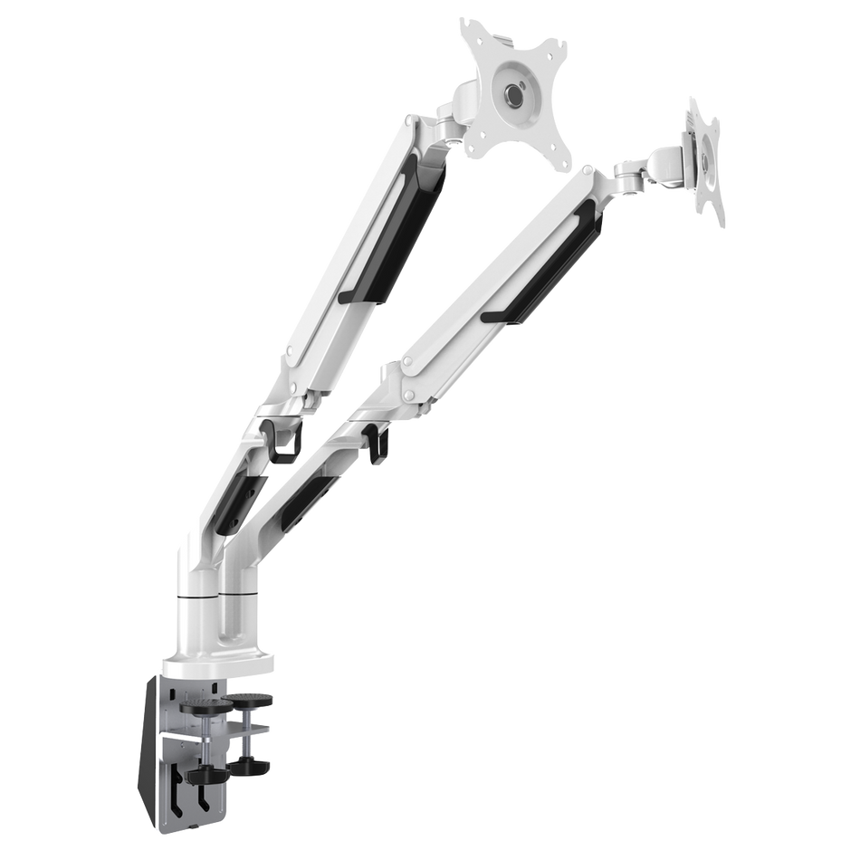 Dellonda DH27  Adjustable Double Monitor Arm with 360 degree Rotation - White