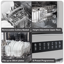 SEALEY DH280 Baridi Regular Sized Freestanding Dishwasher 60cm Wide 13 Place Settings - Silver