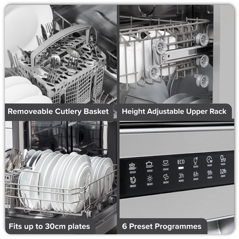 SEALEY DH280 Baridi Regular Sized Freestanding Dishwasher 60cm Wide 13 Place Settings - Silver