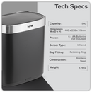 SEALEY DH281 Sensor Bin 50L - Black/Stainless Steel