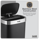 SEALEY DH282 Sensor Bin 65L - Black/Stainless Steel