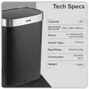 SEALEY DH282 Sensor Bin 65L - Black/Stainless Steel