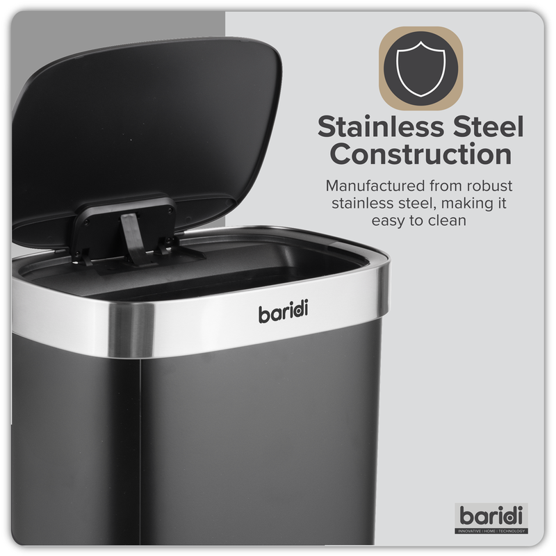 SEALEY DH283 Sensor Bin 80L - Black/Stainless Steel