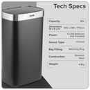 SEALEY DH283 Sensor Bin 80L - Black/Stainless Steel