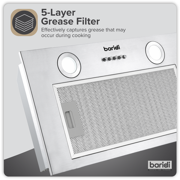 SEALEY DH284 Baridi Cooker Hood with 5 Layer Filter 52cm - Stainless Steel