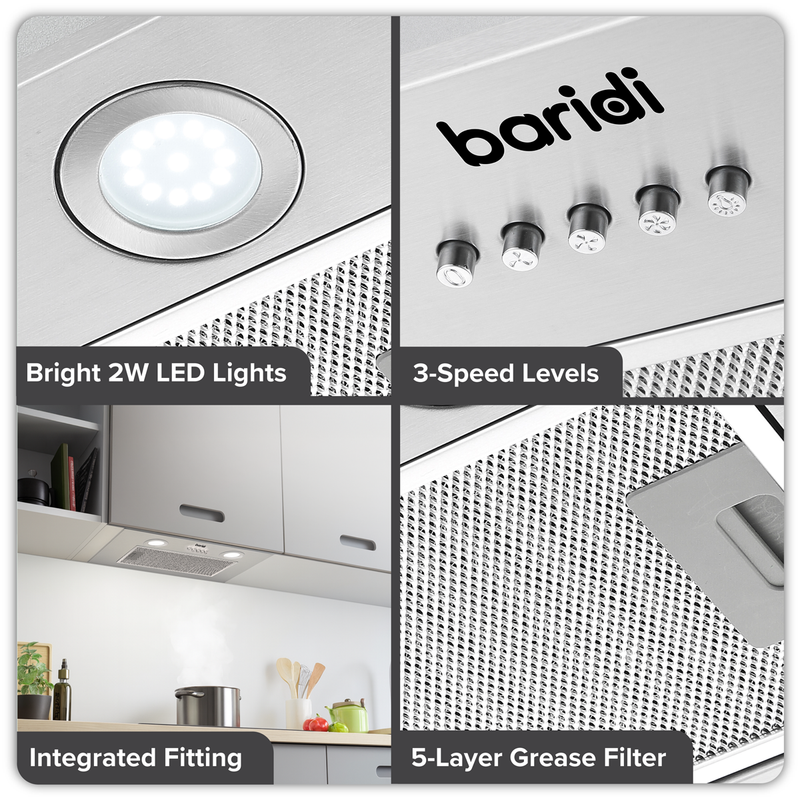 SEALEY DH284 Baridi Cooker Hood with 5 Layer Filter 52cm - Stainless Steel