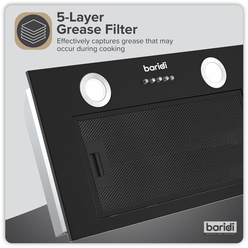 SEALEY DH285 Baridi Cooker Hood with 5 Layer Filter 52cm - Black