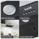 SEALEY DH285 Baridi Cooker Hood with 5 Layer Filter 52cm - Black