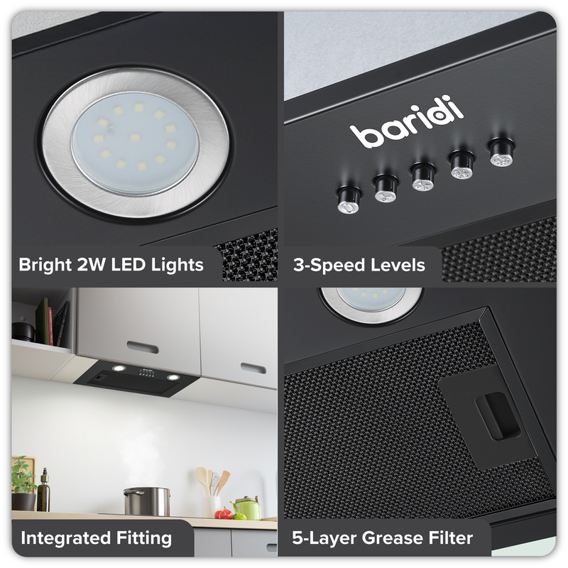 SEALEY DH285 Baridi Cooker Hood with 5 Layer Filter 52cm - Black